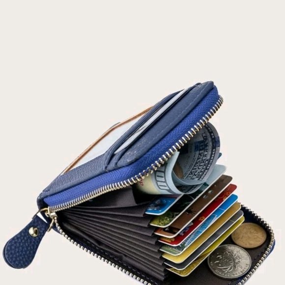 zip around 13-slot cardholder wallet vegan leather purse - Picture 1 of 4